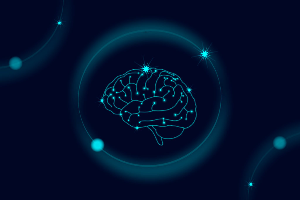 Ilustración de las conexiones del cerebro iluminadas